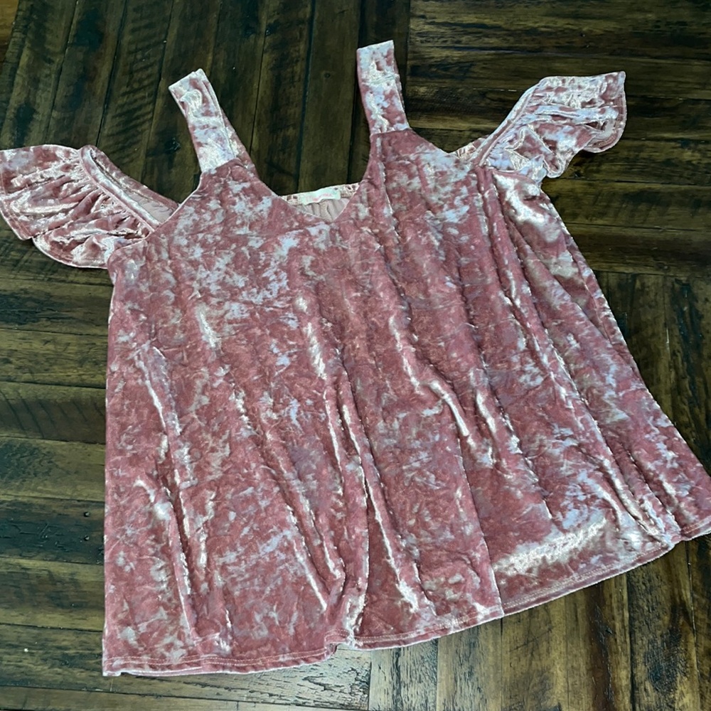 Maronite Ice Pink Crushed Velour-Cold shoulder